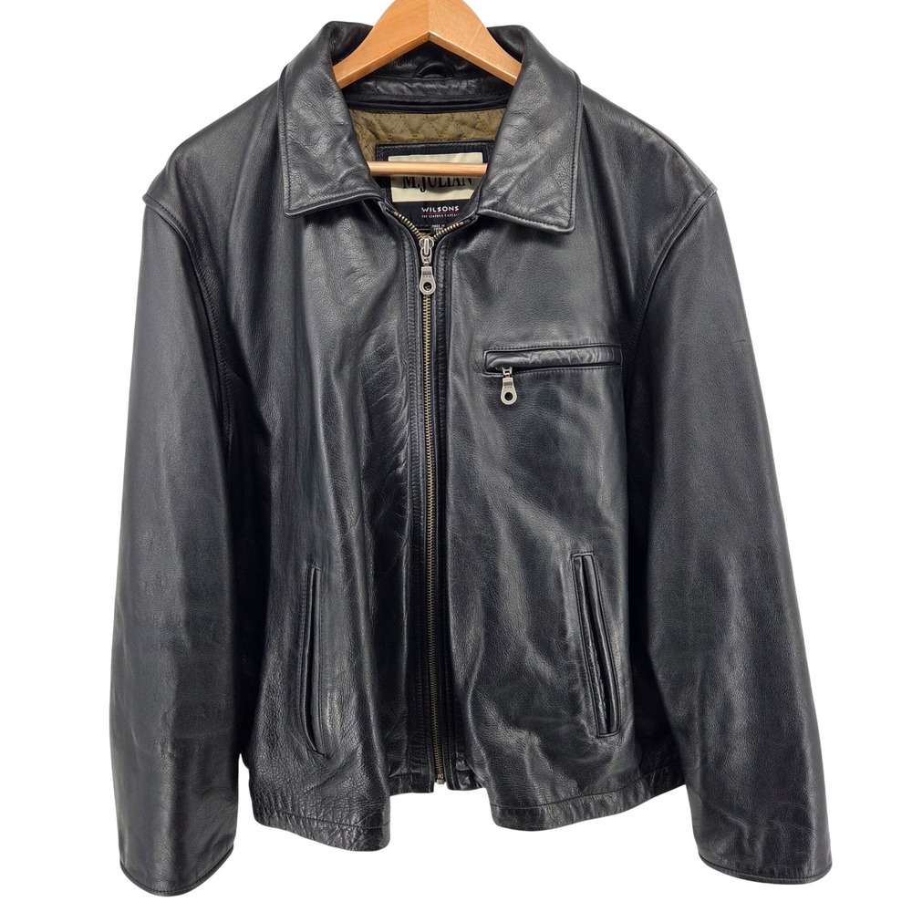 Wilsons Leather M. Julian Men's Black Bomber Jacket Thinsulate Liner Moto‎ XL